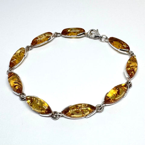Amber and Silver Link Bracelet #3
