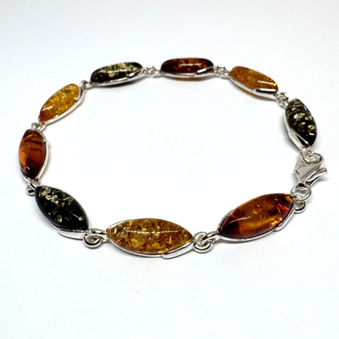 Amber and Silver Link Bracelet #3 (multicolour)
