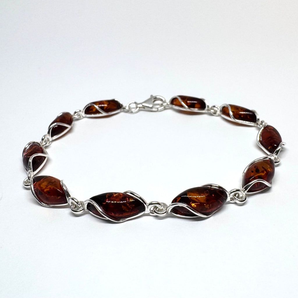 Amber and Silver Link Bracelet #2