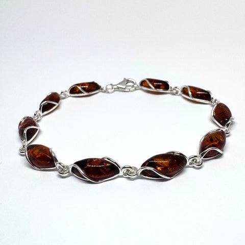 Amber and Silver Link Bracelet #2