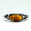 Amber and Silver Cuff Bracelet with Lilies