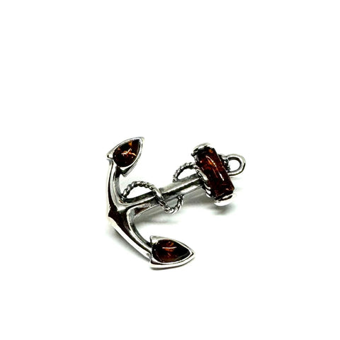 Amber and Silver Anchor Pin