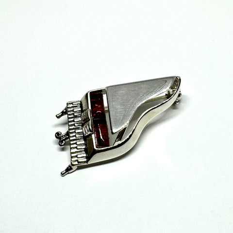 Piano Brooch in Silver and Amber