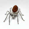 Spider Brooch in Amber and Silver