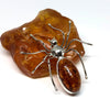 Spider Brooch in Amber and Silver