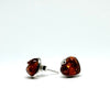 Amber and Silver Heart Stud Earrings