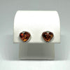 Amber and Silver Heart Stud Earrings