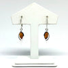 Amber and  Silver Delicate Modern Earrings in Green or Cognac