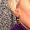 Amber Marquis Earrings in Silver Frame (cognac or green)