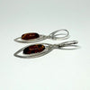 Amber Marquis Earrings in Silver Frame (cognac or green)