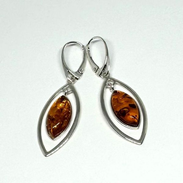 Amber Marquis Earrings in Silver Frame (cognac or green)