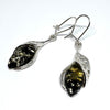 Amber and Silver Earrings with Silver Leaf (cognac or green)