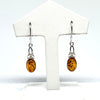 Amber and Silver Simple Hanging Earrings