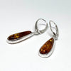 Amber and Silver Long Drop Earrings (cognac or green)