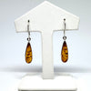 Amber and Silver Long Drop Earrings (cognac or green)