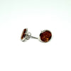 Amber and Silver Round Studs (flat stones)