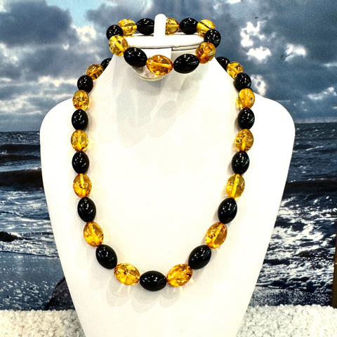 Amber Necklace - Cherry & Citrine Beads