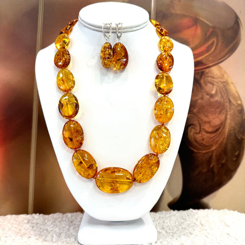 Amazing Baltic Amber Necklace, Matching Earrings