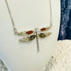 Amber and Silver Dragonfly Necklace
