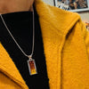 Amber and Silver Bar Pendant
