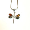 Dragonfly Pendant in Amber and Silver