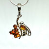 Honey and Bee Pendant in Silver and Amber