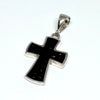 Silver Cross Pendant with Inlaid Amber