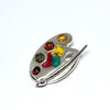 Pain Palette Pendant in Silver with Amber
