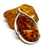 Large Baltic Amber Pendant in Silver Wishbone Setting