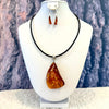 Large Baltic Amber Pendant and Earrings Set