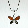 Amber & Silver Butterfly Pendant