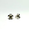Amber and Silver Flower Stud Earrings #1
