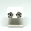Amber and Silver Flower Stud Earrings #1