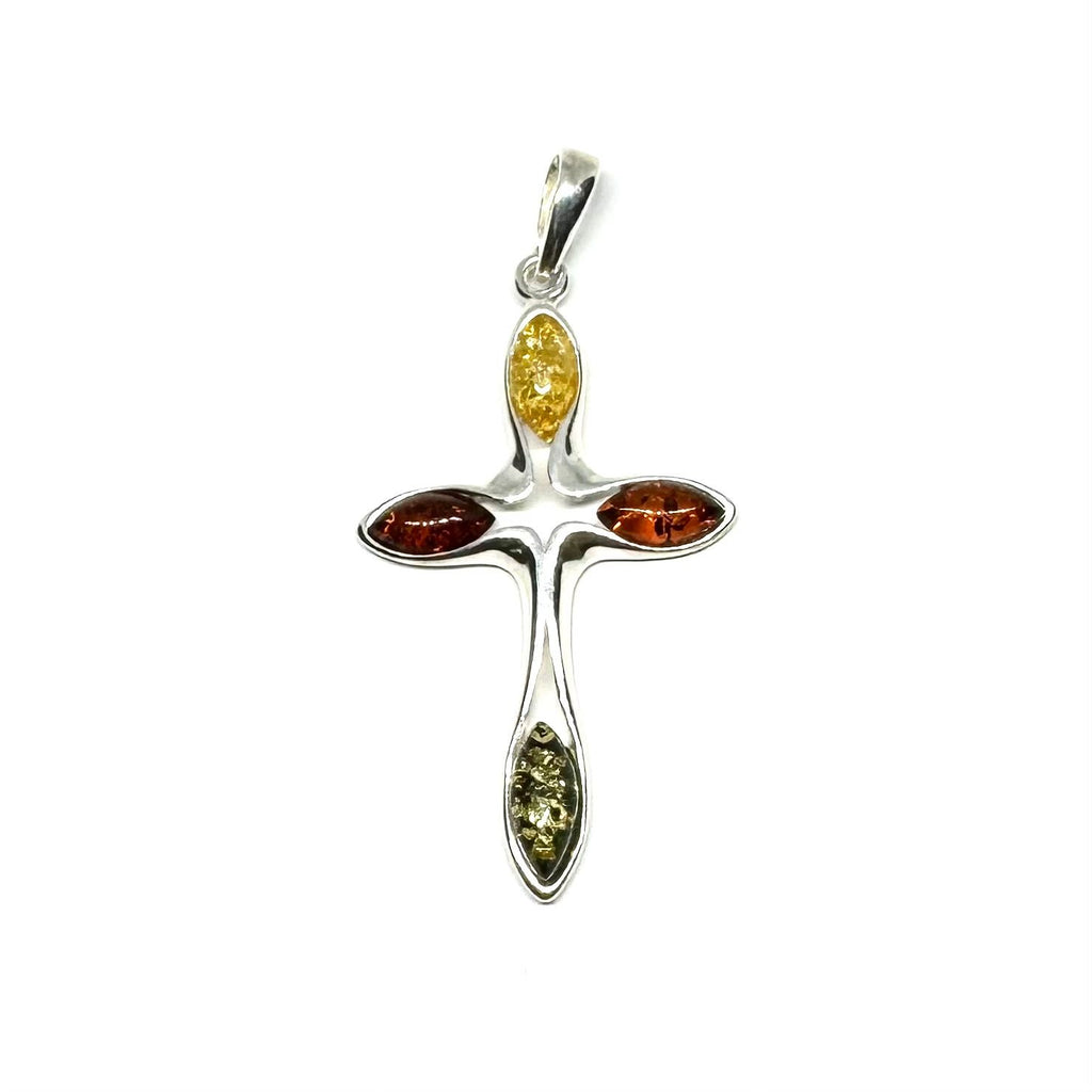 Multicolour Amber Cross Pendant