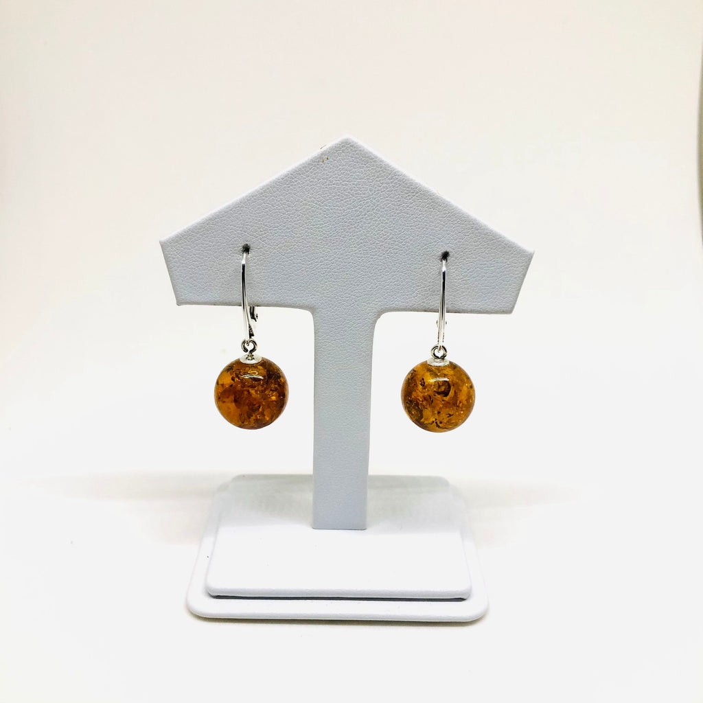Amber Ball Earrings (14mm)
