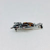 Owl Brooch in Silver and Amber