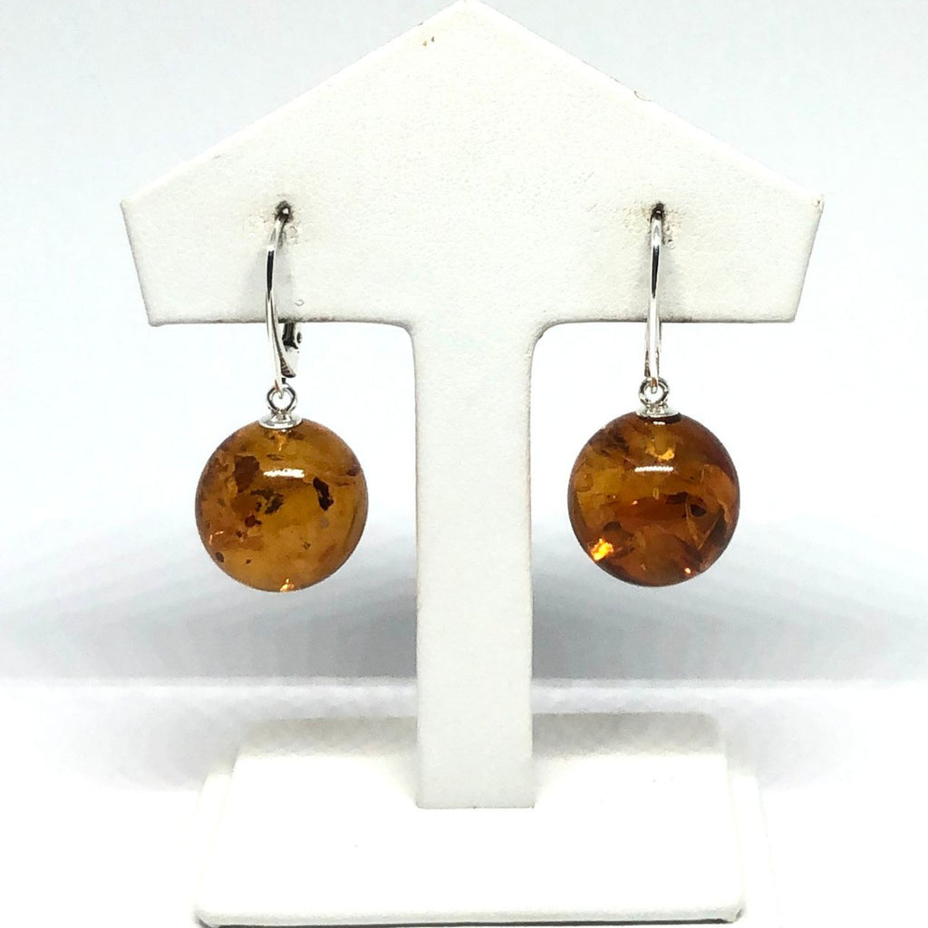 Amber Ball Earrings (17 mm)