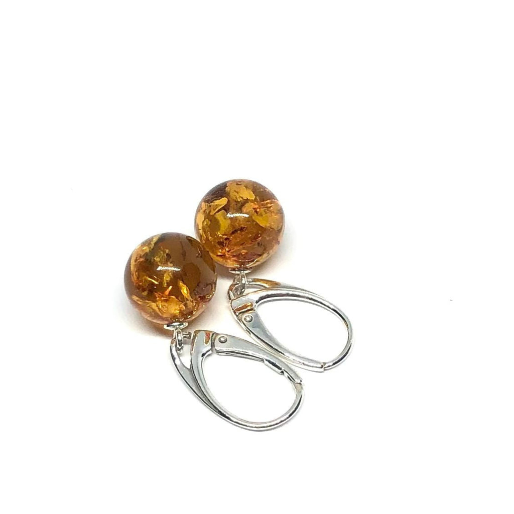 Amber Ball Earrings (12 mm)