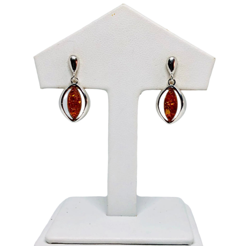 Amber and Silver Modern Earrings