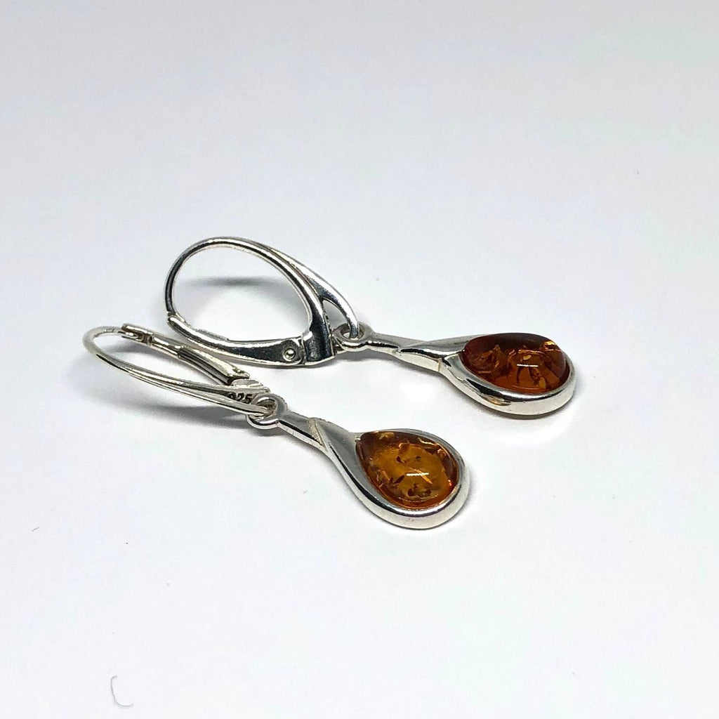 Amber Drop Earrings in Silver