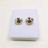 Amber and Silver Flower Stud Earrings #1