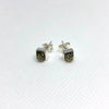Amber and Silver Square Studs (Green)