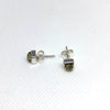 Amber and Silver Square Studs (Green)