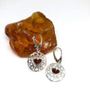 Amber and Silver Hearts in a Circle Earrings
