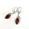 Amber and Silver Earrings with Silver Leaf (cognac or green)