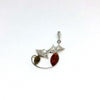 Two Smiling Cats Pendant in Silver and Amber