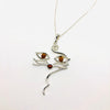 Cat's Face Silver Pendant with Amber