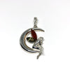 Fairy Pendant in Silver with Amber