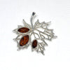 Maple Leaf Pendant in Silver with Amber