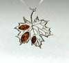 Maple Leaf Pendant in Silver with Amber